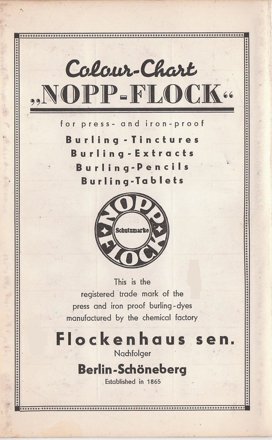 Early Nopp-Flock colour chart