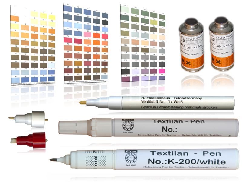 Textilan retouching pens with Big Colour Card and Jeans Colour Card