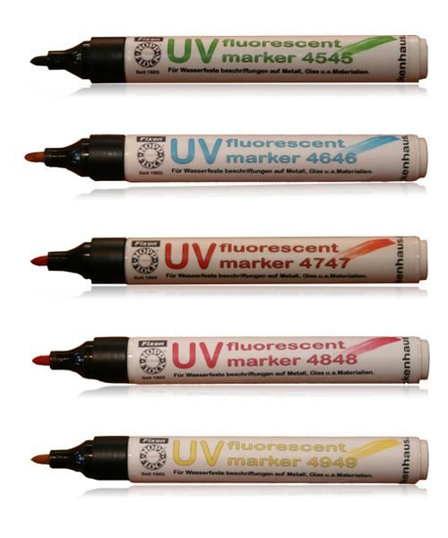 UV Fluorescent Markers in different colours