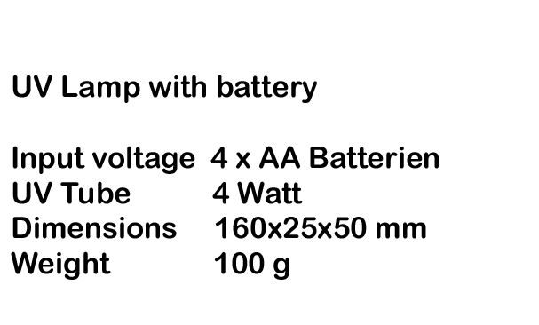 Battery-operated UV lamp specifications