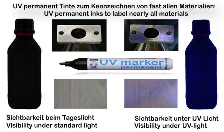 UV marker markings under black light