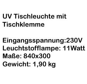 UV-Tischleuchte mit Tischklemme – Detailansicht