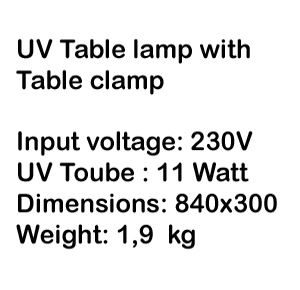 UV table lamp with table clamp specifications